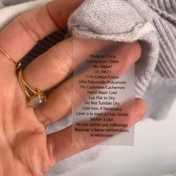 Kinross Cashmere Stripe Split Neck Polo Cotton Blend Large - Picture 4 of 5